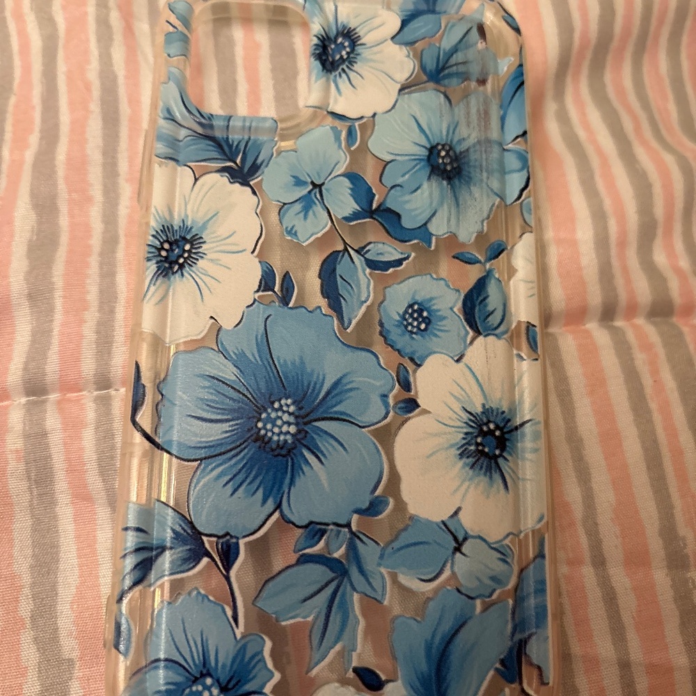 iPhone 11 light blue and white floral case